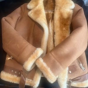 Shearling Fur Leather Coat